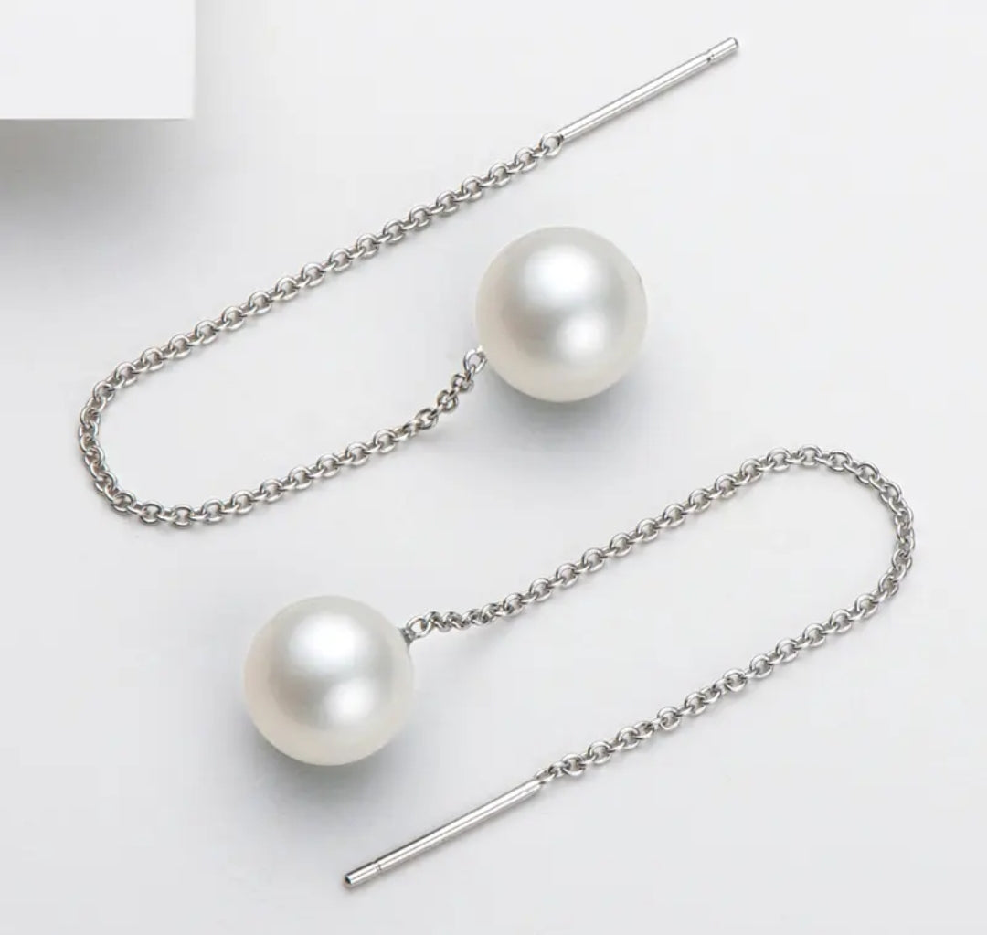 8-9mm drop freshwater pearl earrings