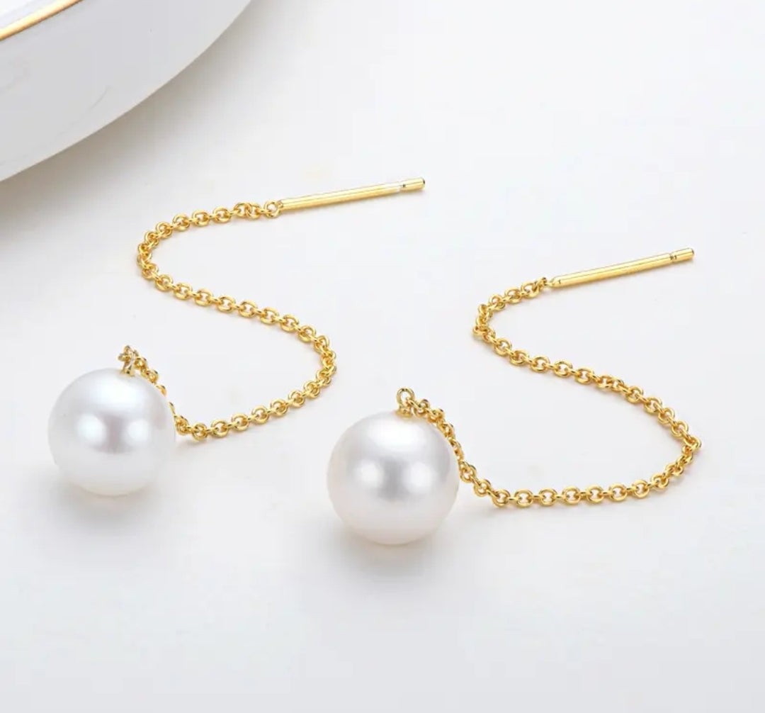 8-9mm drop freshwater pearl earrings