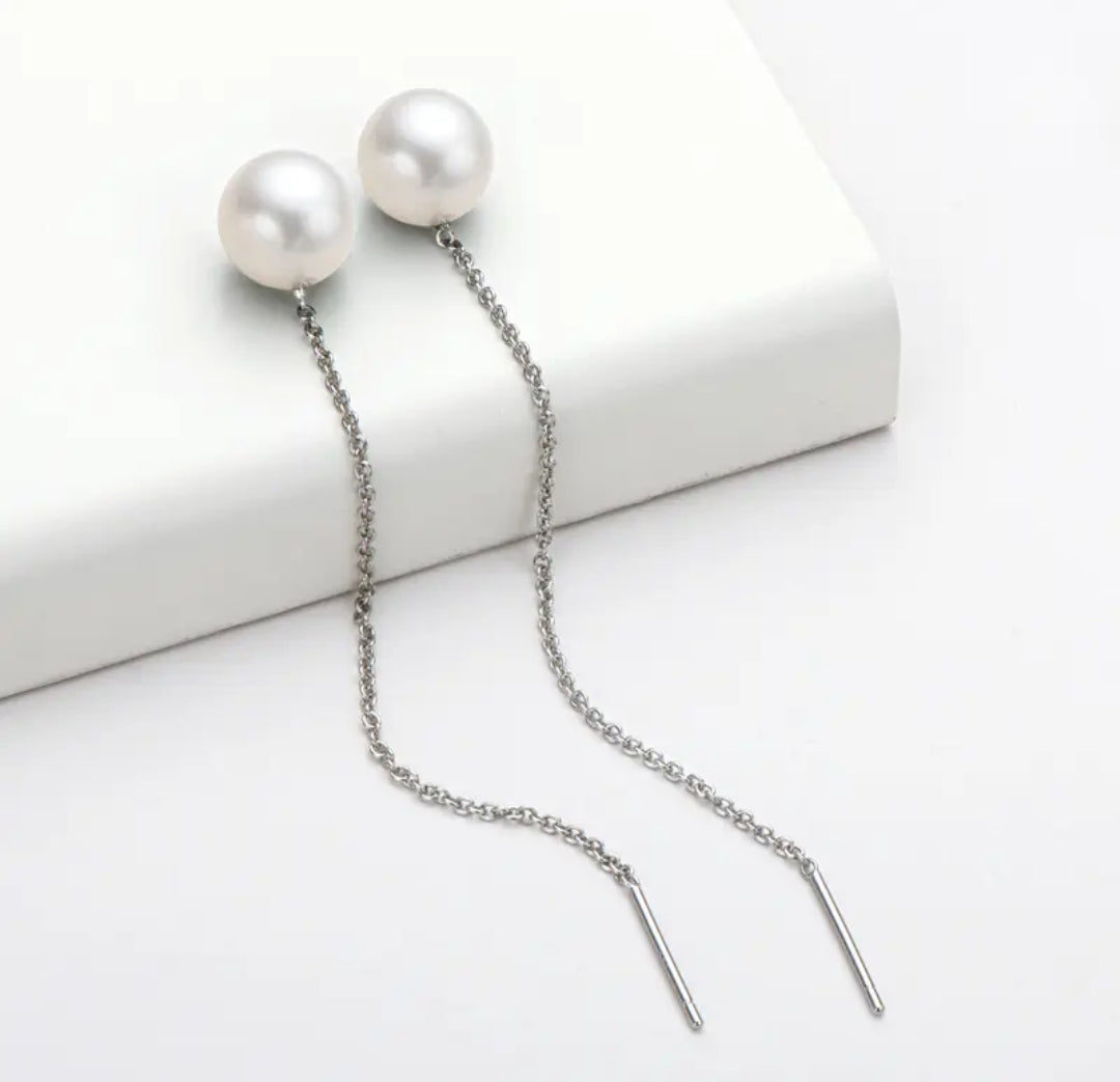 8-9mm drop freshwater pearl earrings