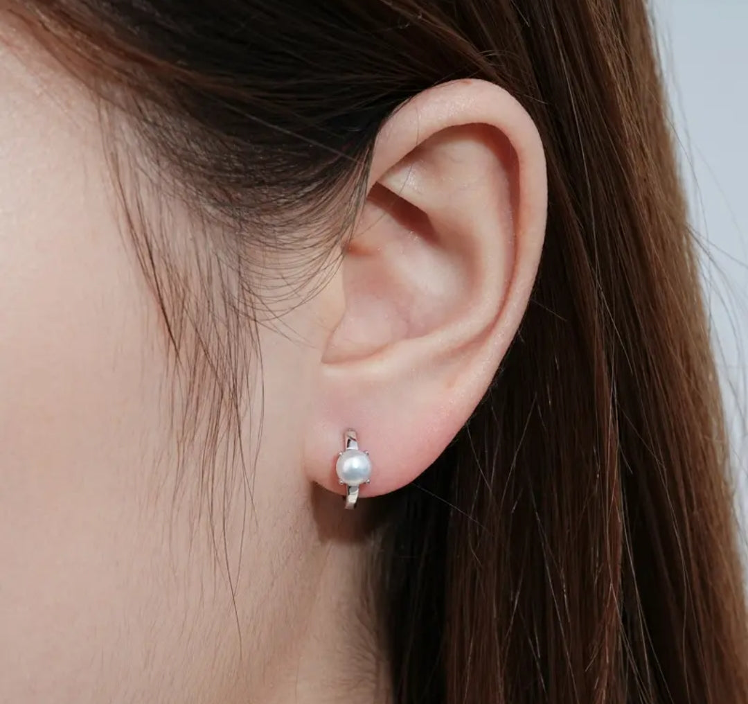 5mm hoop pearl earrings