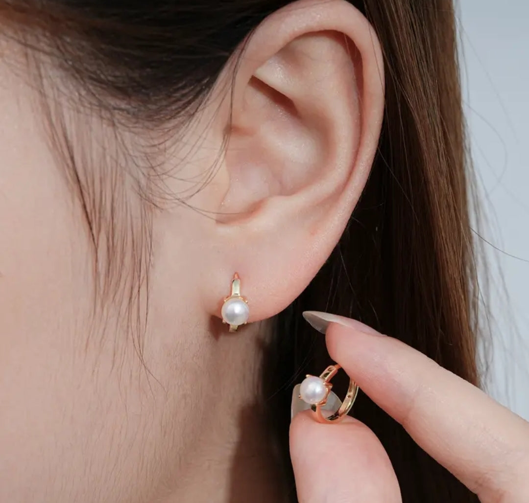 5mm hoop pearl earrings