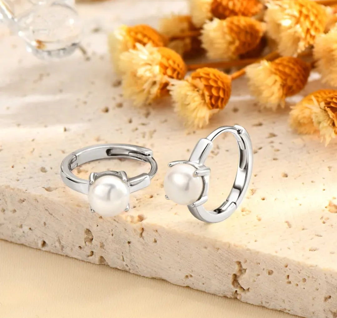 5mm hoop pearl earrings