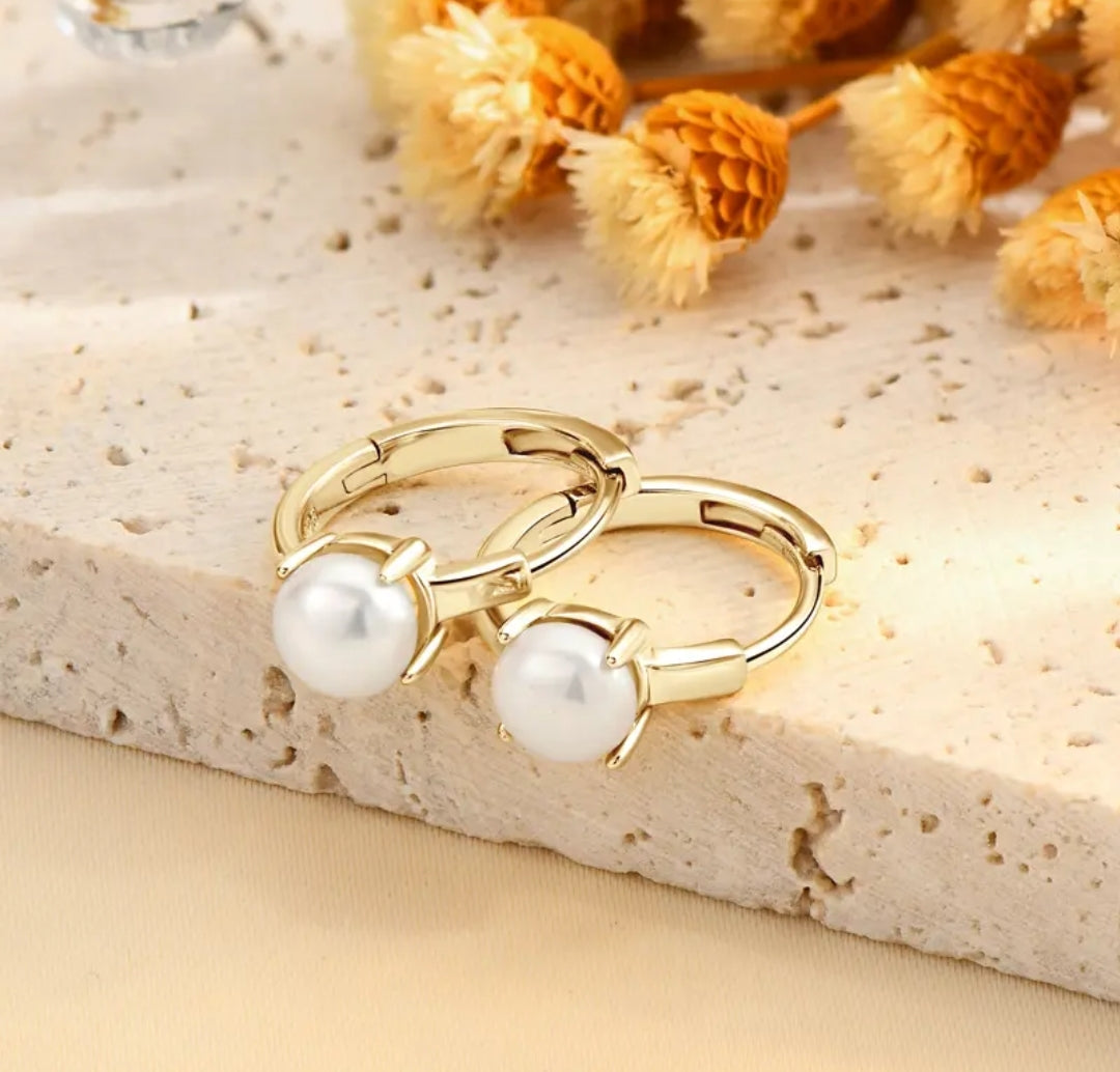 5mm hoop pearl earrings