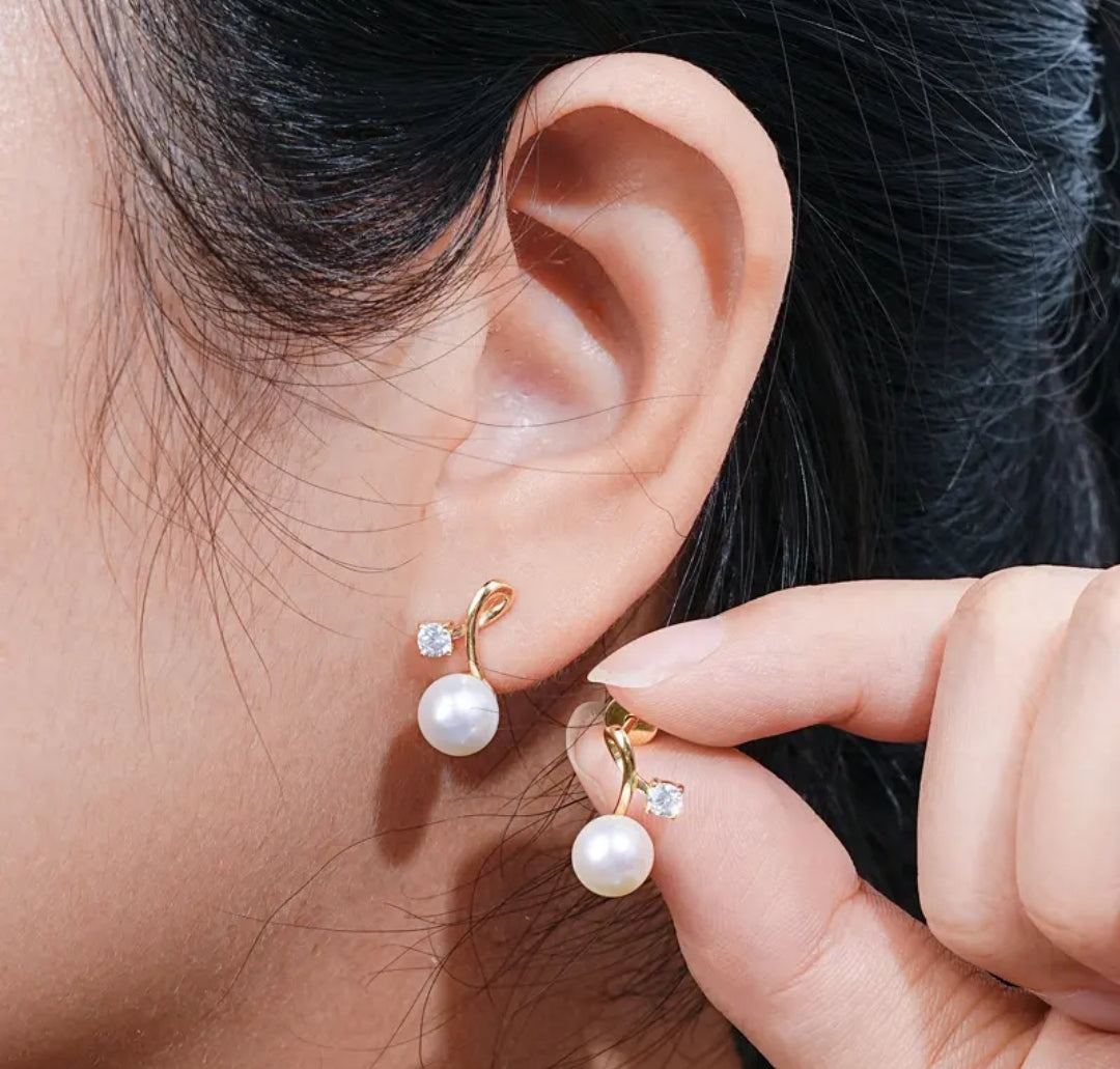 8mm twisted pearl earrings