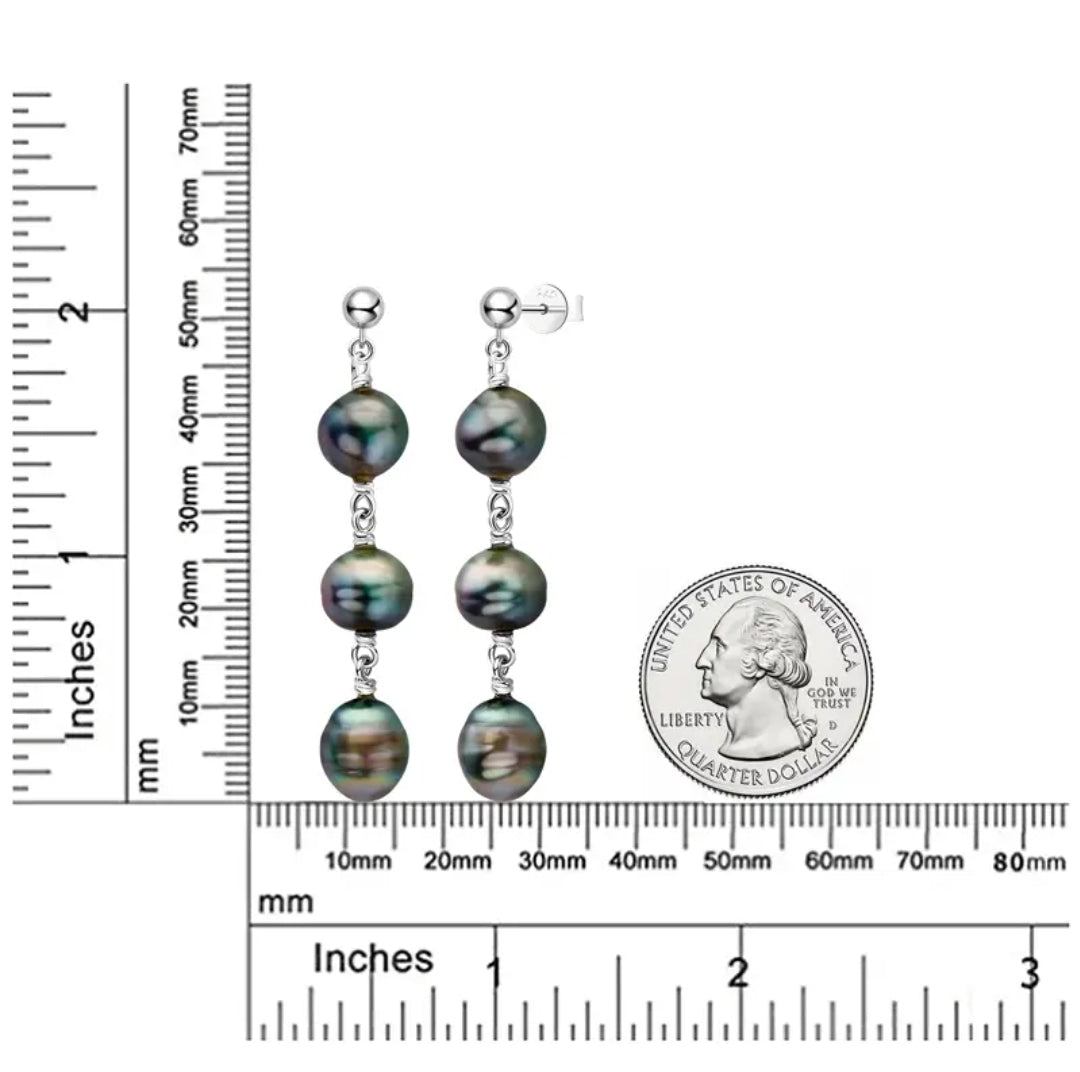 9mm black baroque pearl earrings