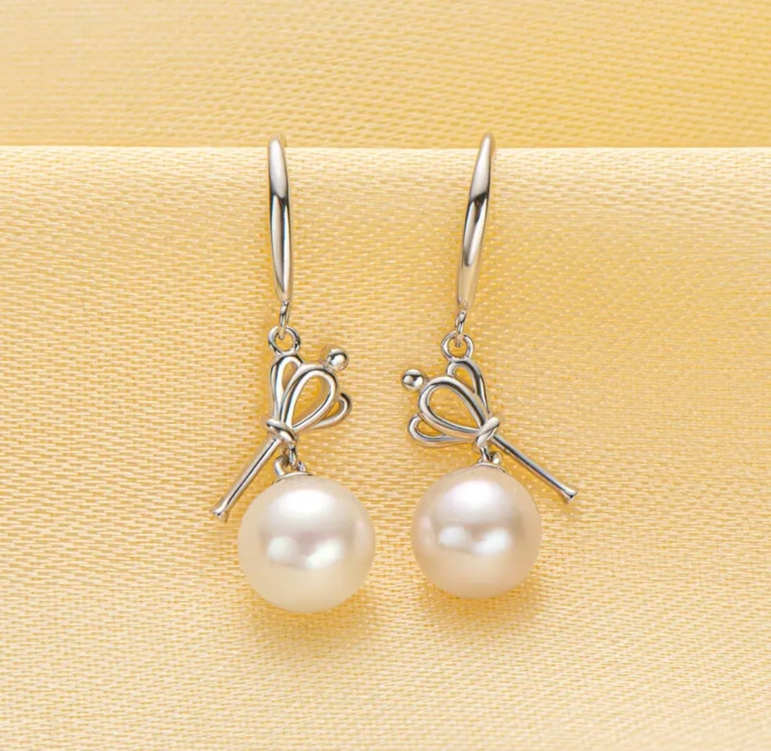 6-7mm dangle drop pearl earrings