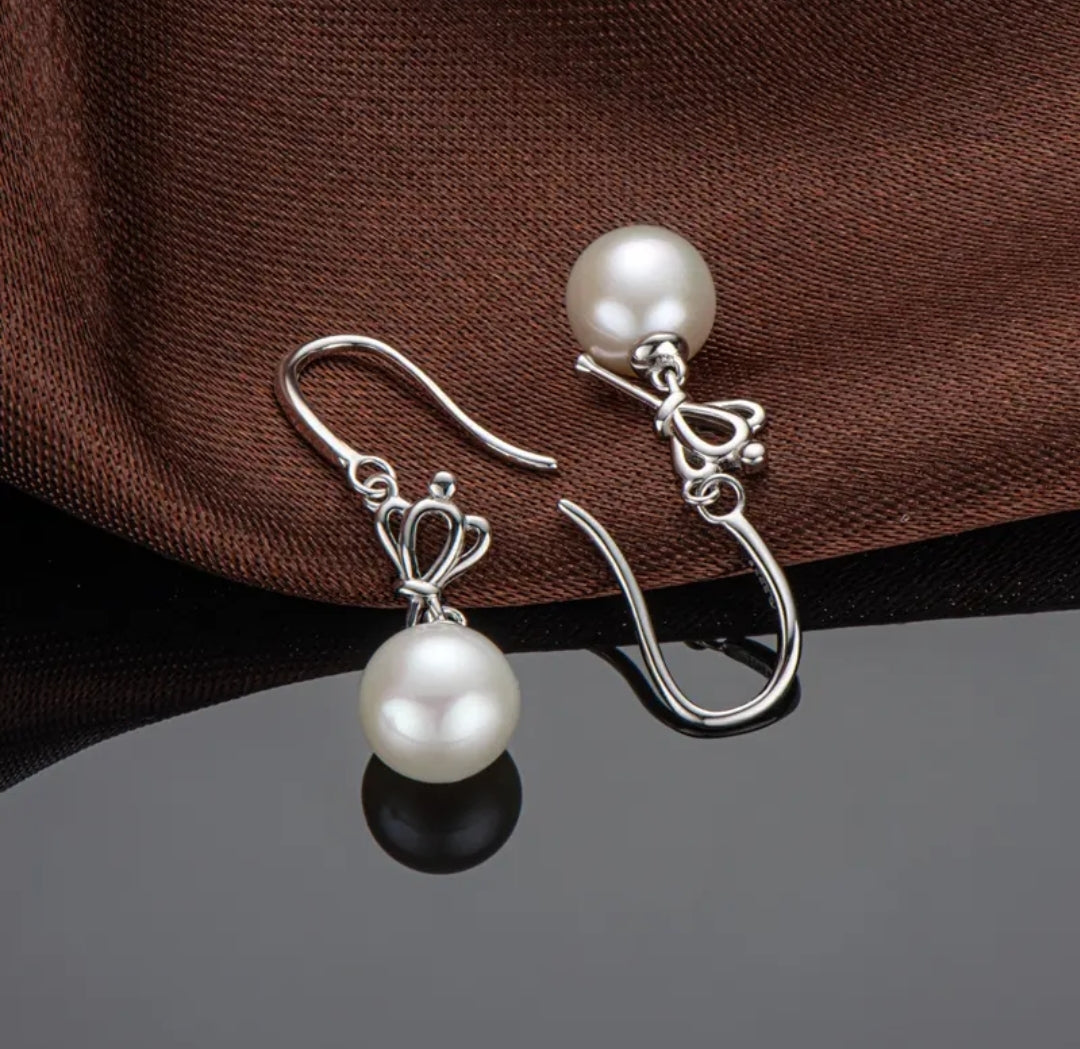 6-7mm dangle drop pearl earrings