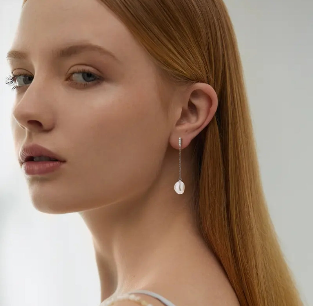 9-10mm oval shape pearl earrings