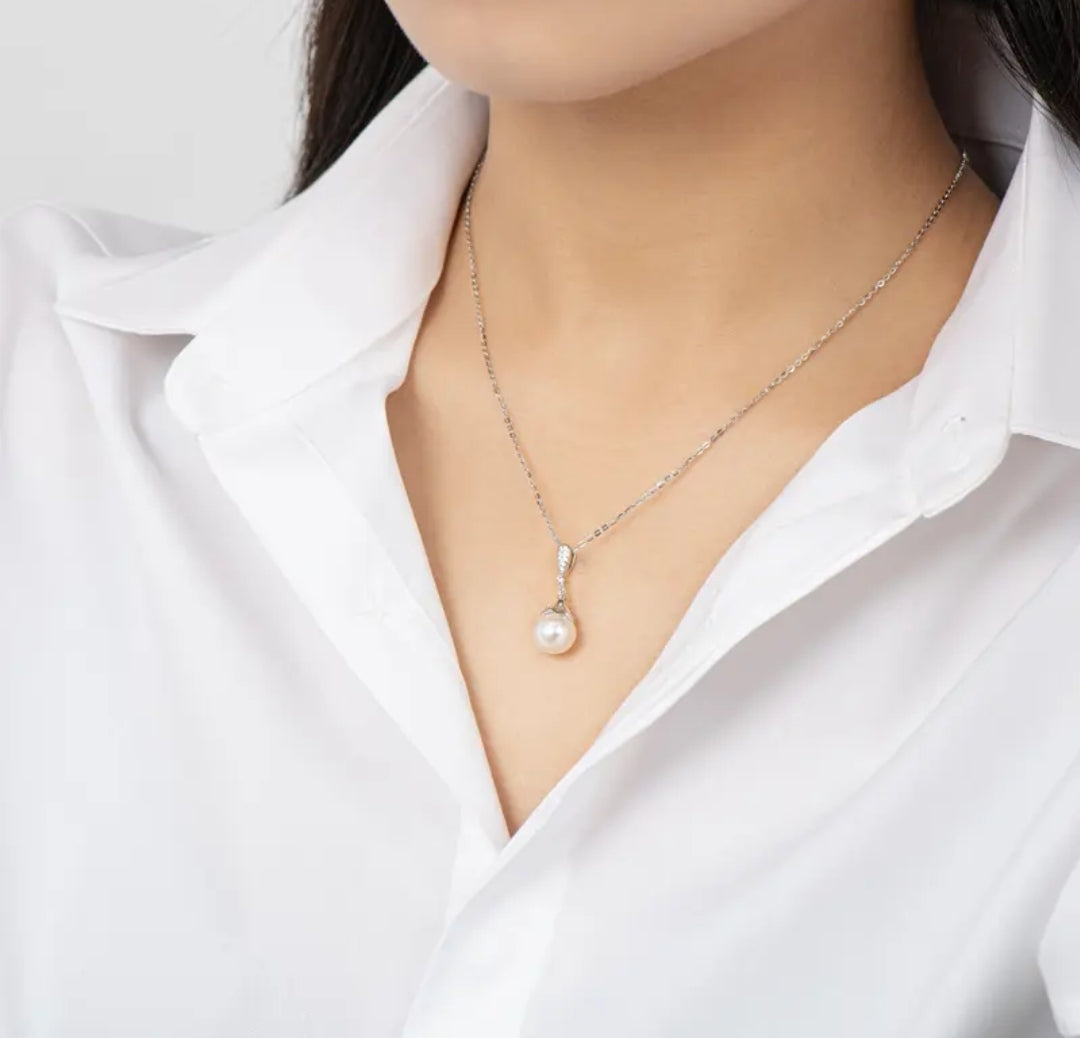 8.5-9mm drop pearl pendant necklace
