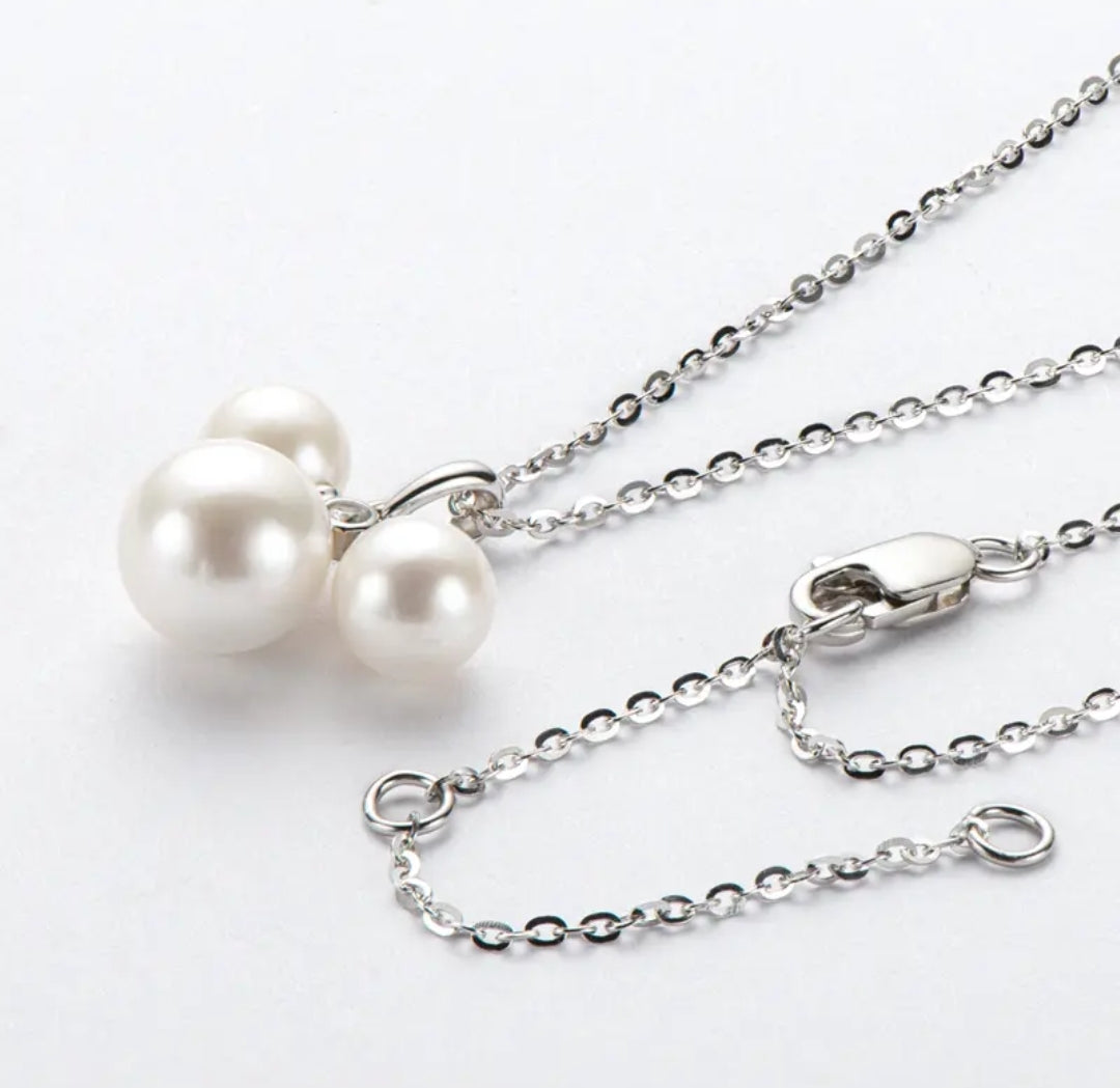 5-9mm 3 pearl pendant necklace