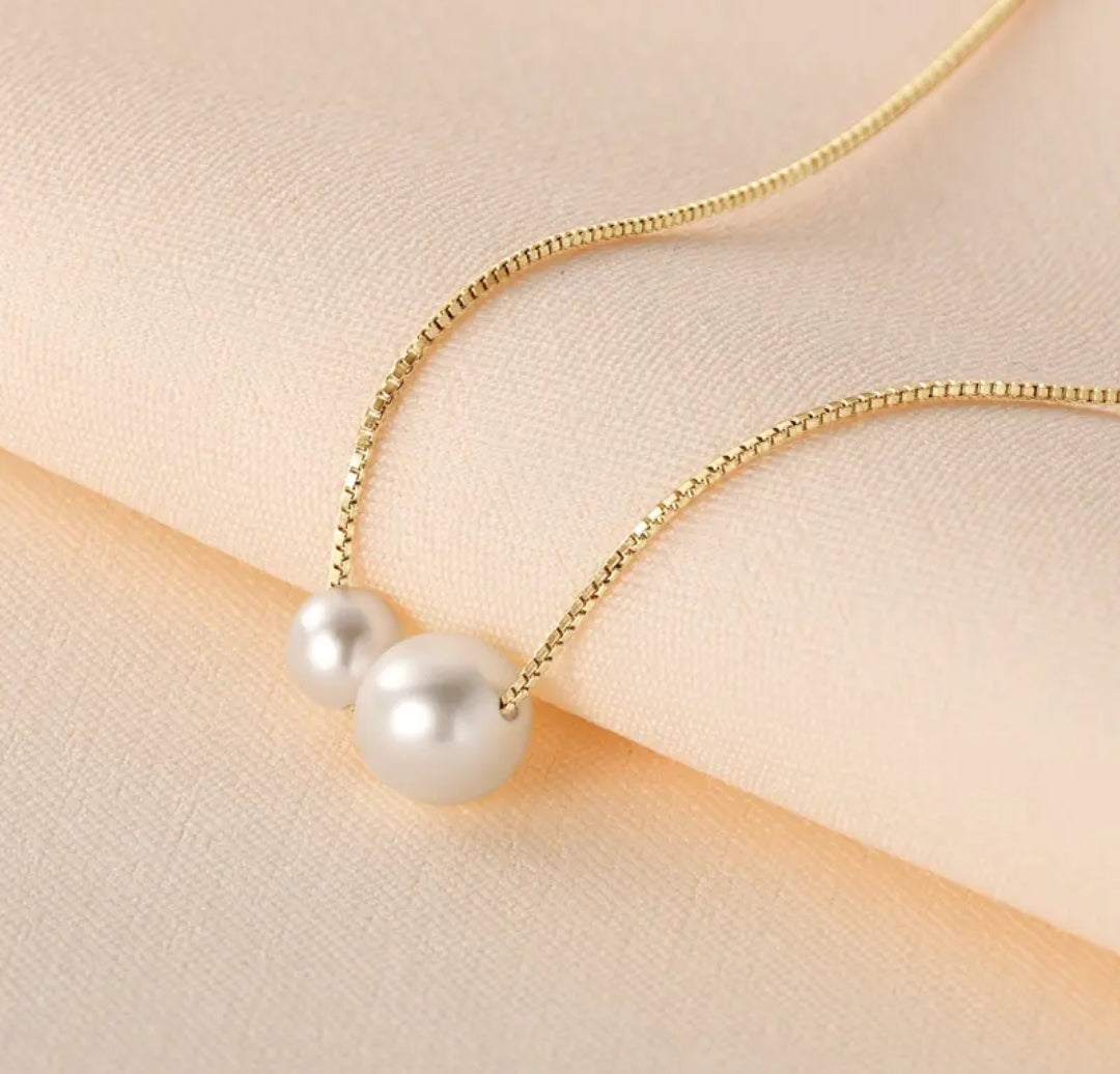 5mm and 7mm real pearl pendant necklace