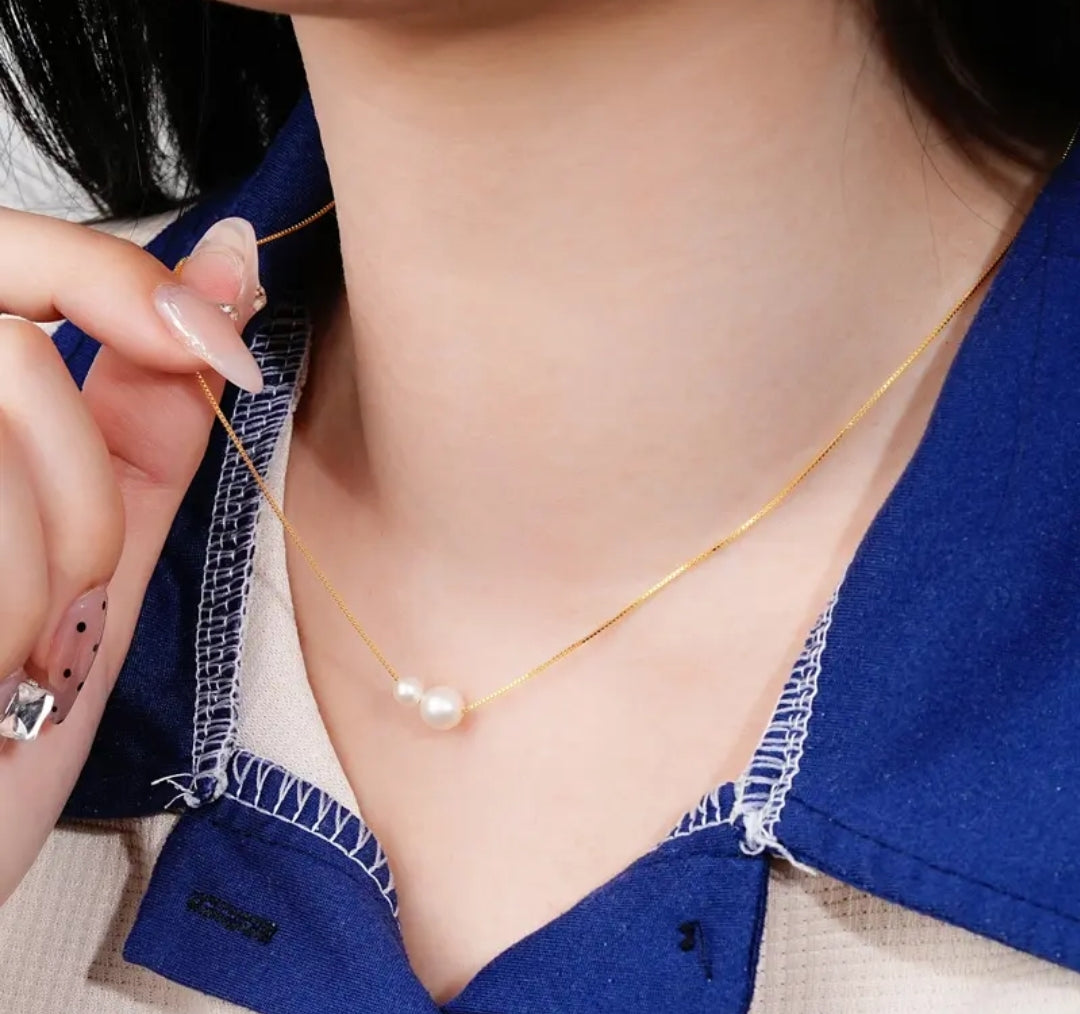 5mm and 7mm real pearl pendant necklace