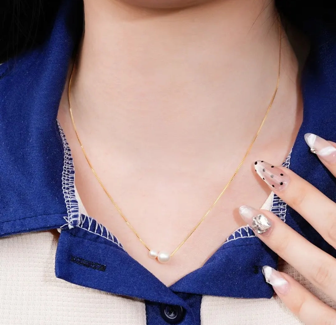 5mm and 7mm real pearl pendant necklace