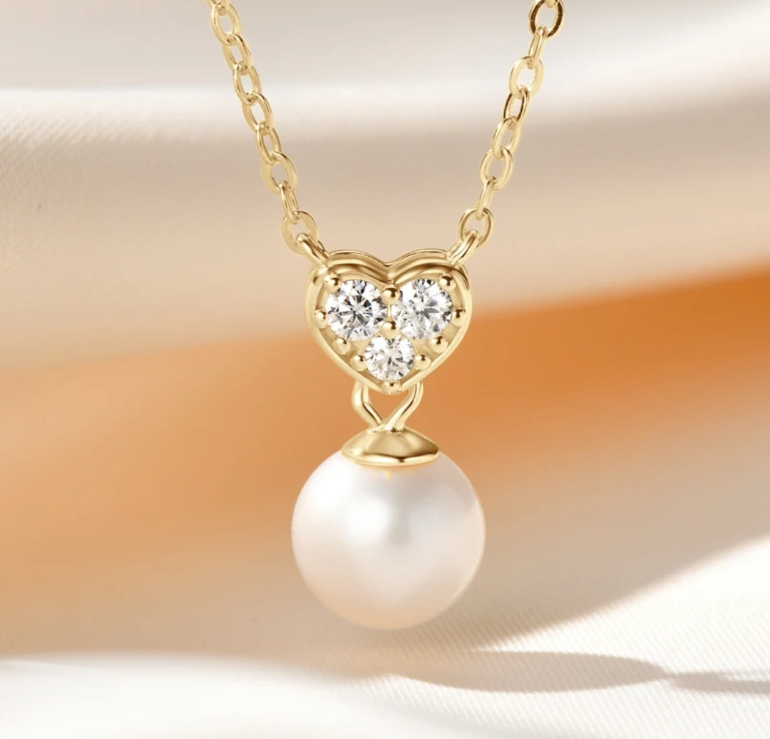 8-9mm real pearl and moissanite pendant necklace