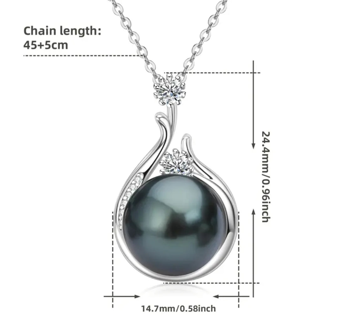 12mm pearl and 3mm 2pcs multimoissanite pendant necklace