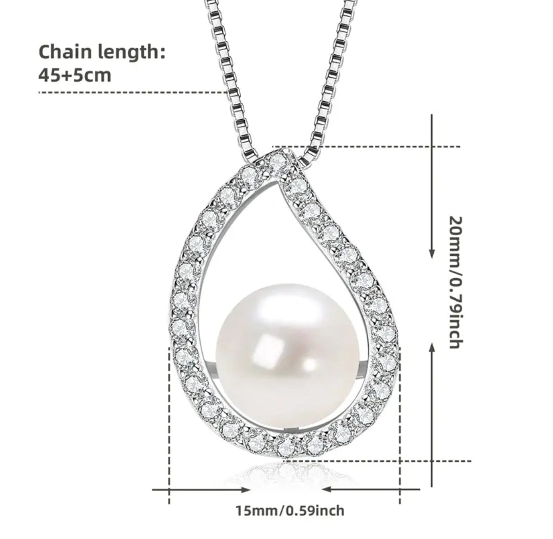 9mm pearl and 1.7mm multimoissanite pendant necklace