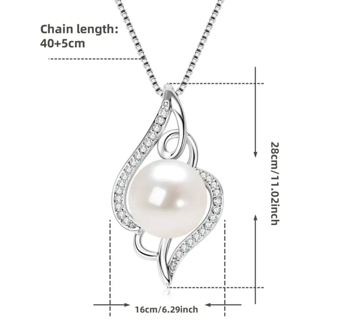 12mm pearl and 1mm multimoissanite pendant necklace