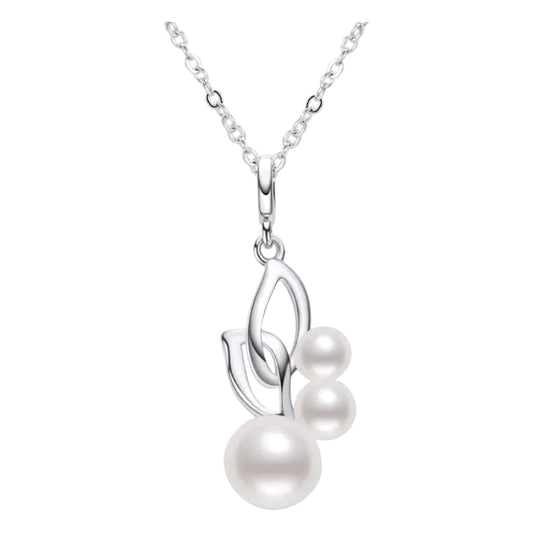 3-6mm leaf shape 3 pearl pendant necklace