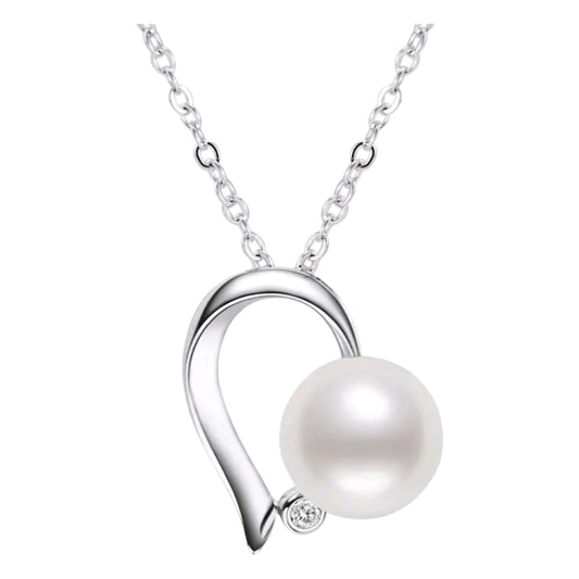 7.5-8mm unique heart shape pearl pendant necklace