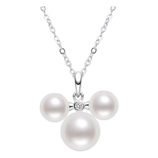 5-9mm 3 pearl pendant necklace