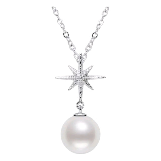 7.5-8mm star shape pearl pendant necklace