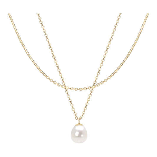 7-8mm double chain pearl pendant necklace