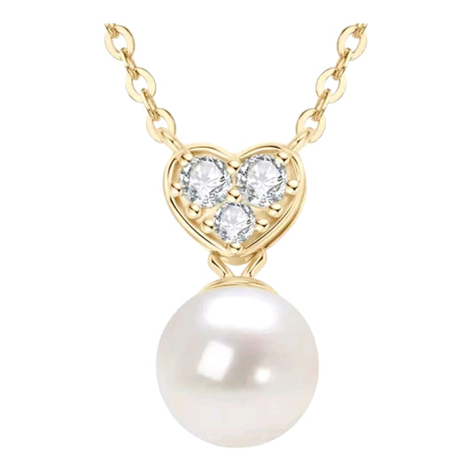8-9mm real pearl and moissanite pendant necklace