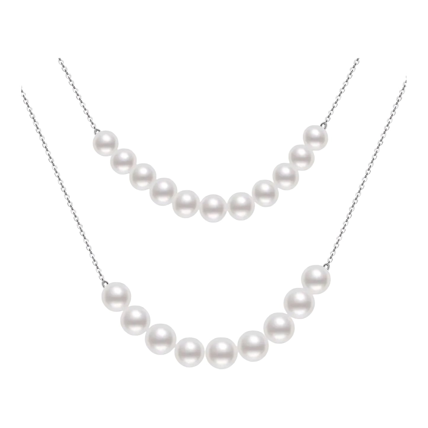6-8mm double chain natural pearl pendant necklace