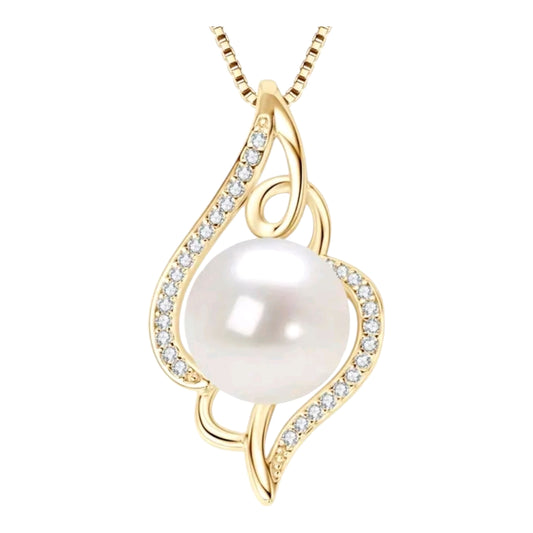 12mm pearl and 1mm multimoissanite pendant necklace