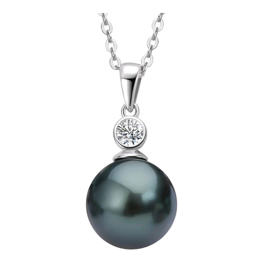 9-10mm black divine pearl pendant necklace
