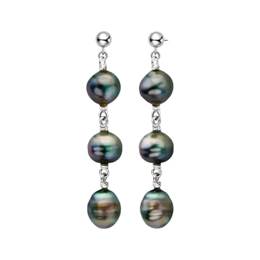 9mm black baroque pearl earrings