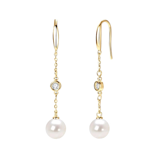 9mm pearl and 3mm moissanite earrings