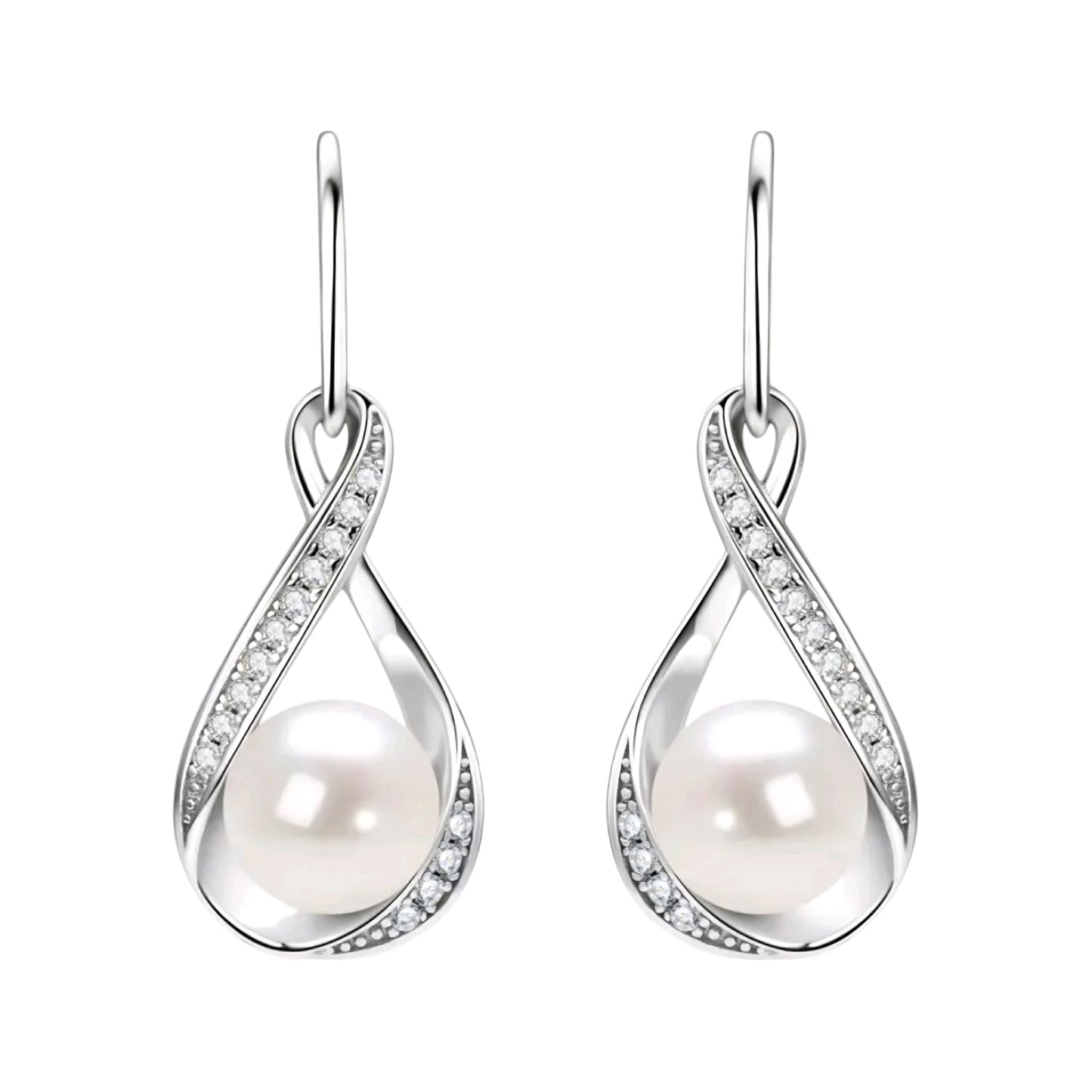 8mm pearl and 1.2mm multi moissanite earrings