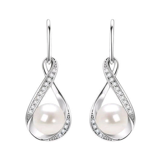 8mm pearl and 1.2mm multi moissanite earrings