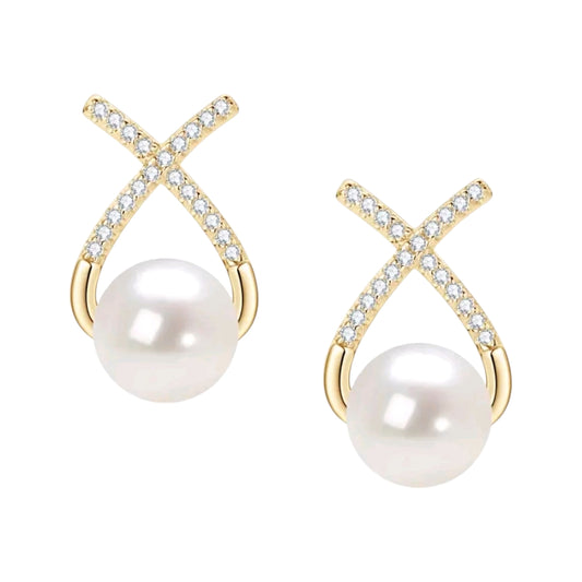 8-9mm crossover pearl earrings