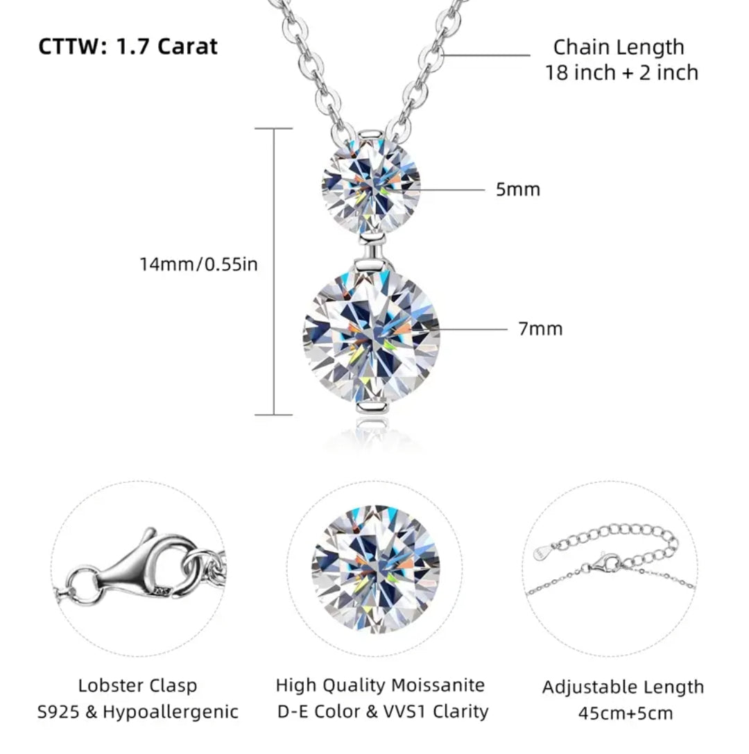 7mm and 5mm Moissanite pendant necklace