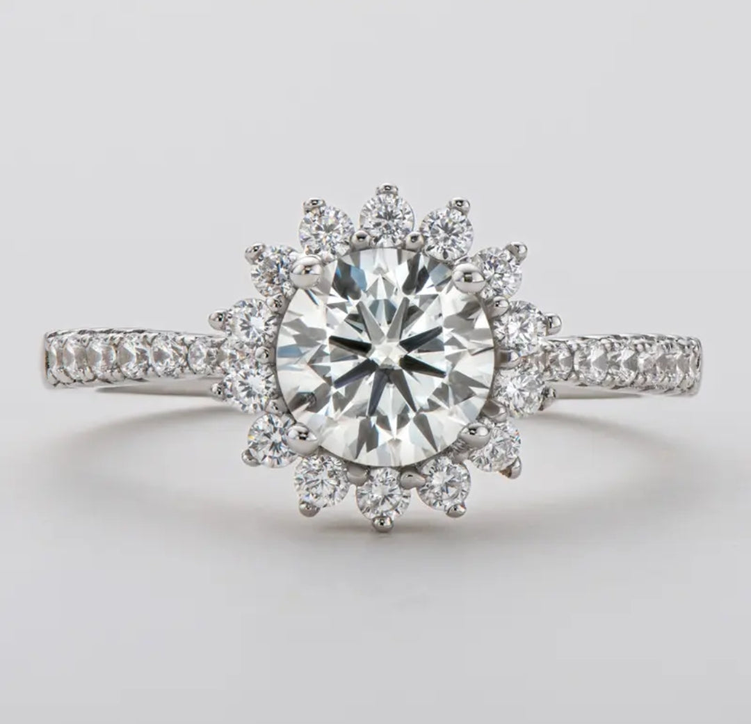 1ct moissanite sunflower engagement ring