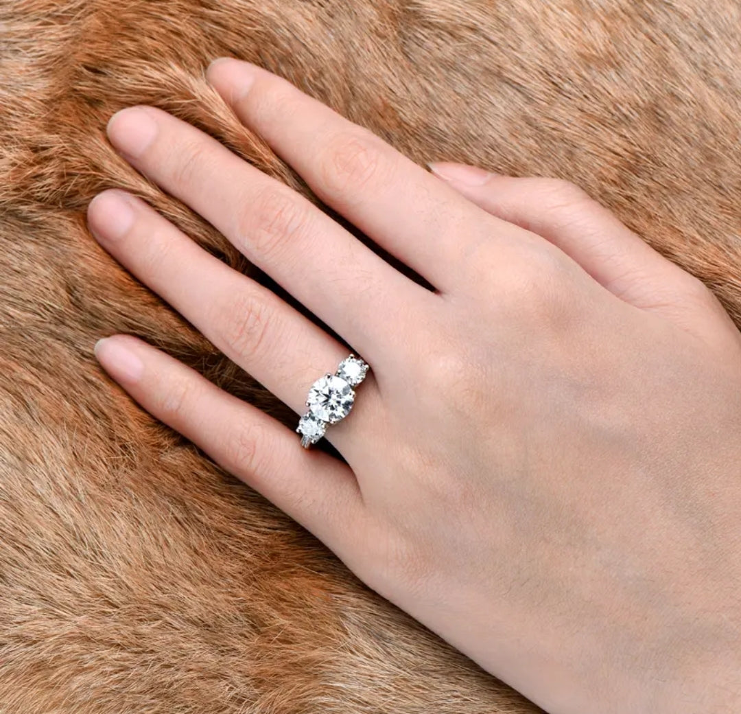 2ct three stone moissanite engagement ring