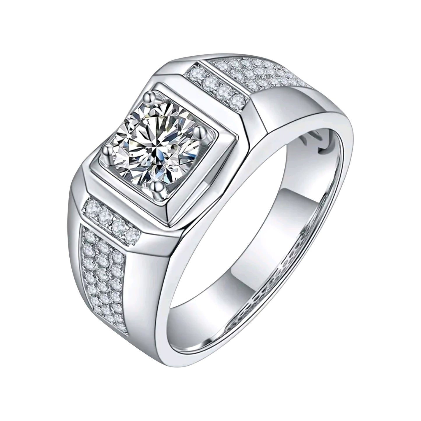 1ct classic round moissanite ring for men