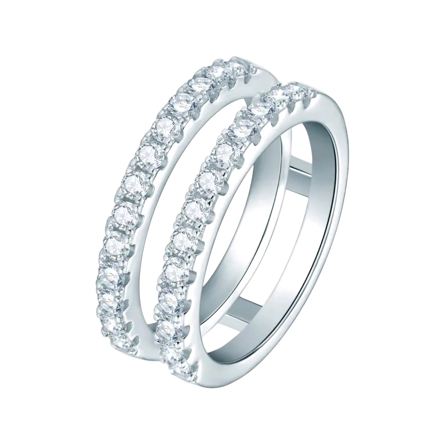 2mm double row moissanite engagement ring