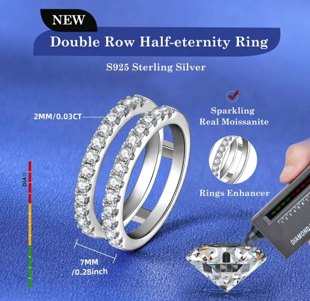 2mm double row moissanite engagement ring