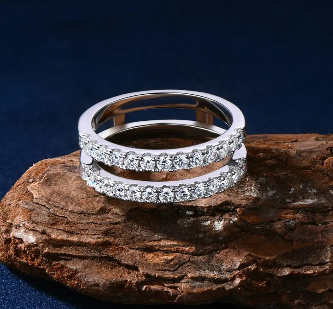 2mm double row moissanite engagement ring