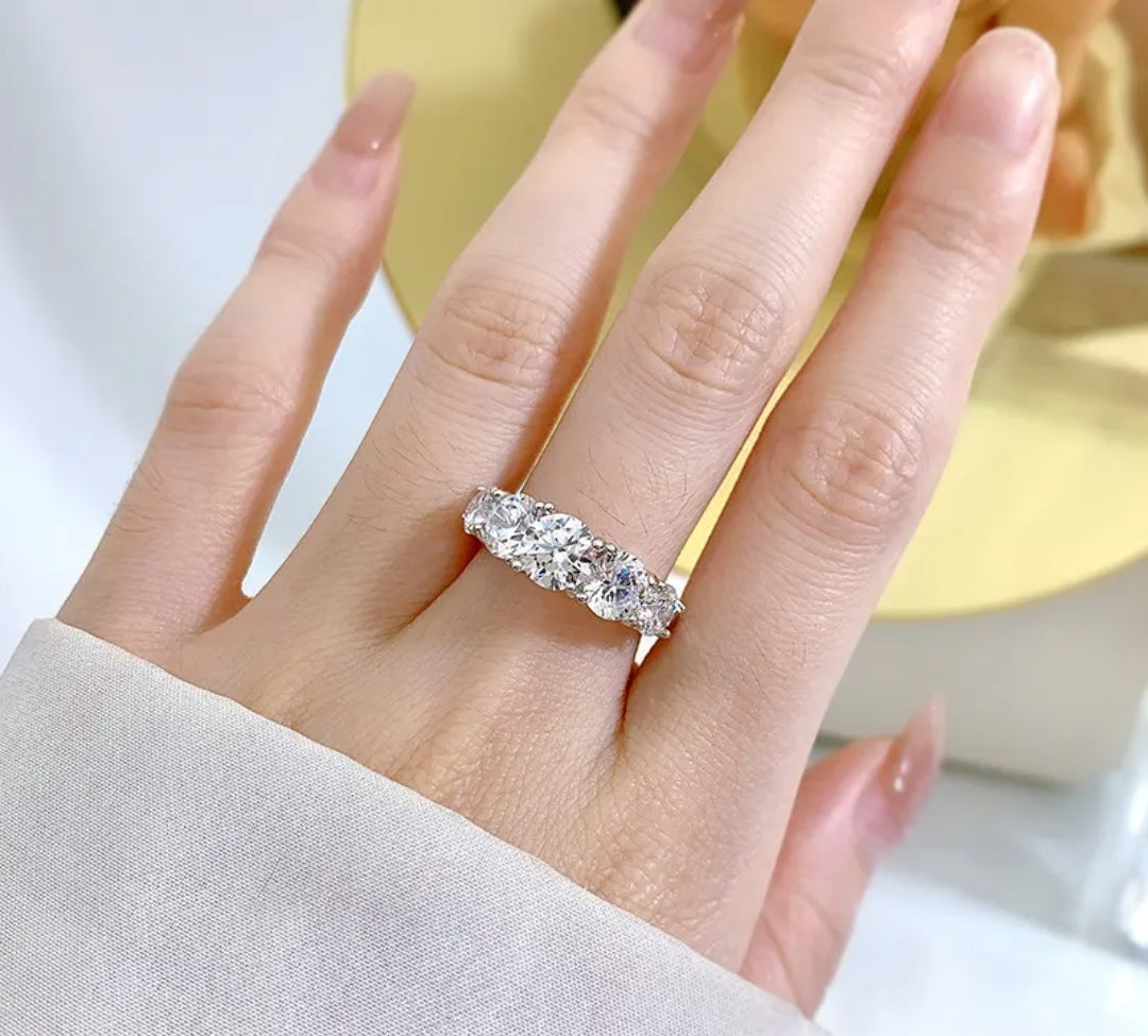 6.5mm/6mm/5mm moissanite engagement ring