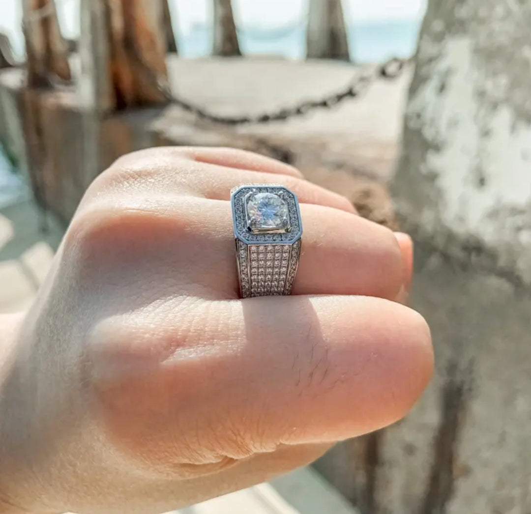 1ct elegant moissanite ring for men