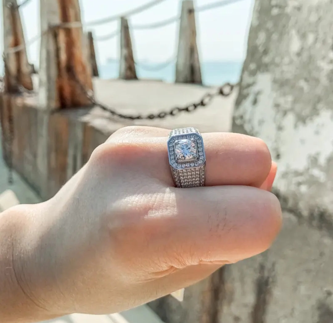 1ct elegant moissanite ring for men