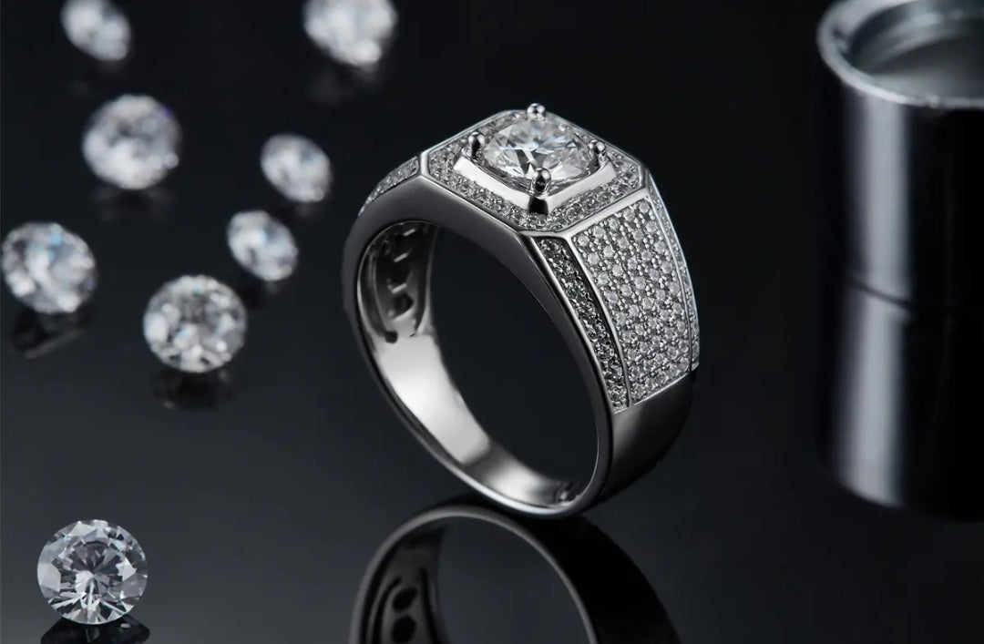 1ct elegant moissanite ring for men
