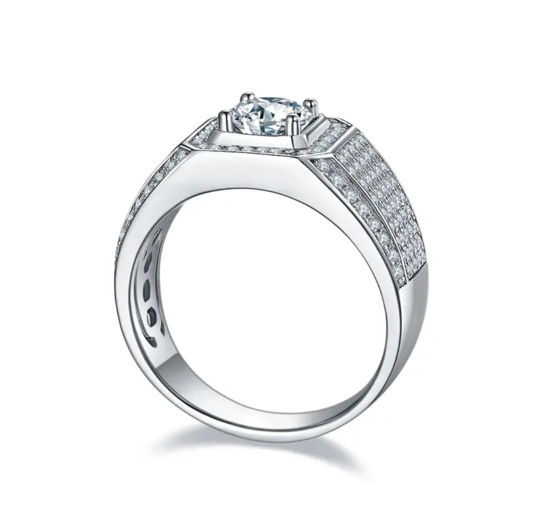 1ct elegant moissanite ring for men
