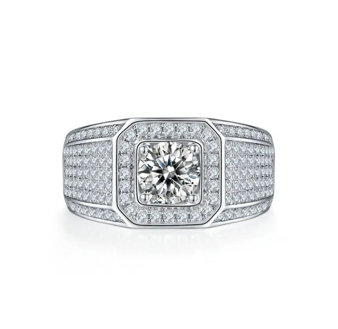 1ct elegant moissanite ring for men