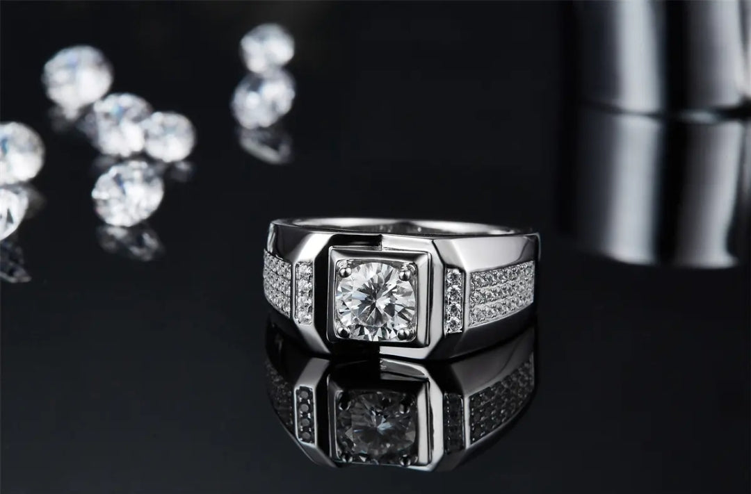 1ct classic round moissanite ring for men