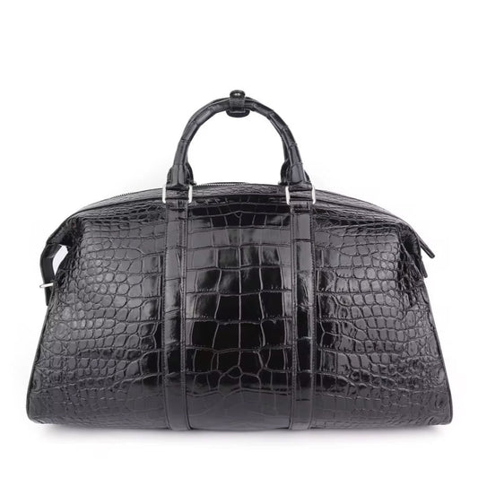 Black Crocodile Leather Travel Bag | Handmade in Italy | Noiyan